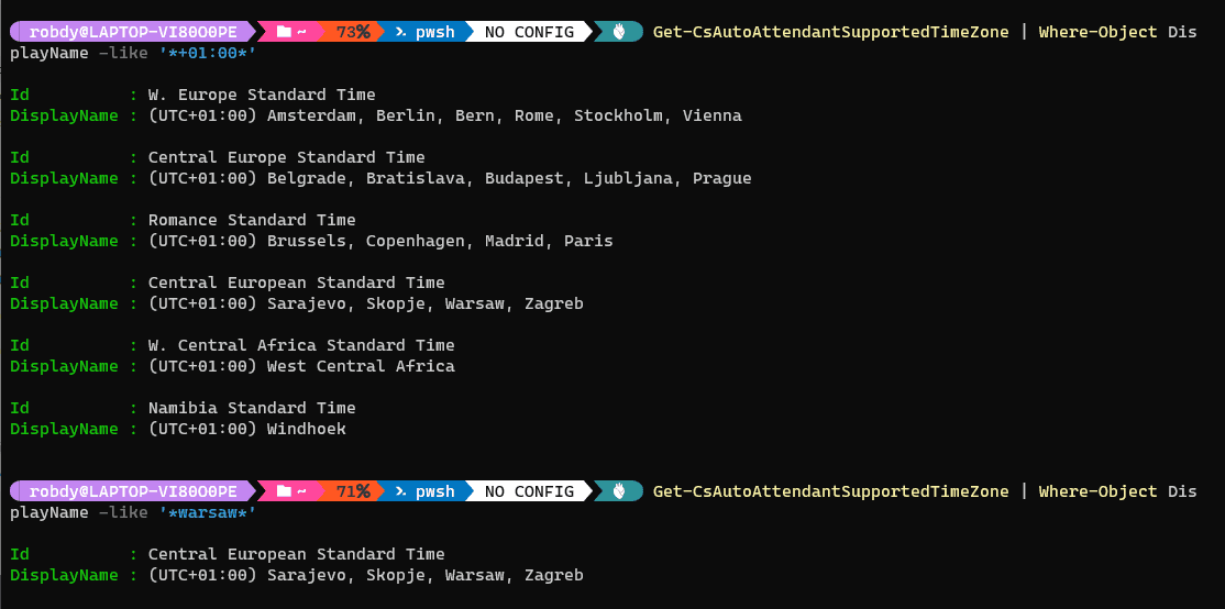 Filtering supported time zones