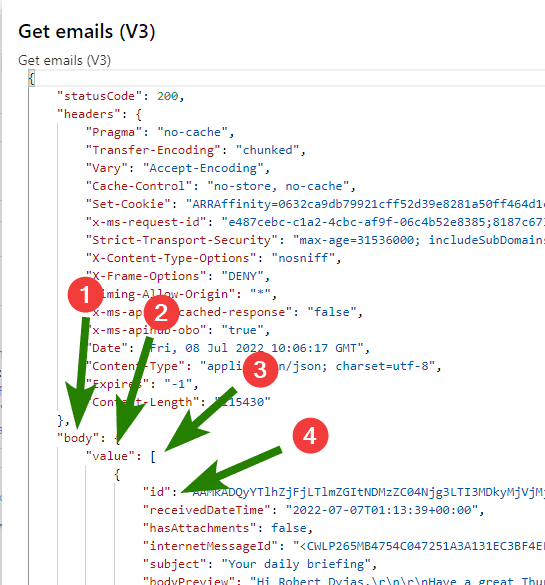 Analyzing JSON structure of the output